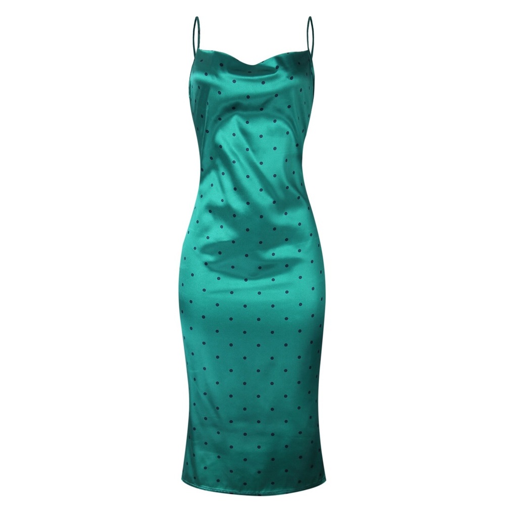 Green polka dot dress DRC124 - Picture 4 of 7